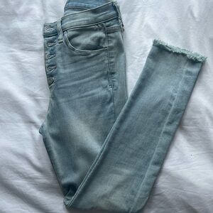 Vintage GAP High Rise Button Light Blue Soft Jeans With Ankle Fringe 2/26 R